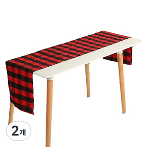 푸트로랩 롱 패턴 테이블 식탁 매트, 레드, 2개, 33 x 183 cm