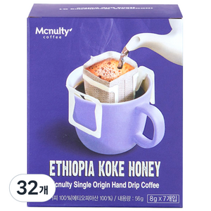 맥널티커피 에티오피아 코케 허니 핸드드립 원두, 8g, 7개입, 32개
