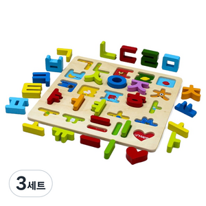 하페 한글 입체 원목 퍼즐 마그넷, 3세트, 27피스