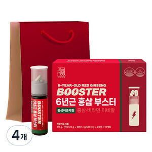 고려산청 6년근 홍삼부스터 10p + 쇼핑백, 4개, 211g