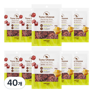 더캣 고양이 마블링 슬라이스 간식, 혼합맛(참치/치즈), 50g, 40개