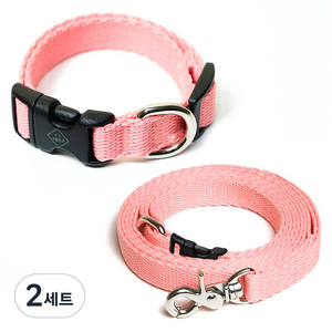 아띠지기 반려동물 목줄 + 핸즈프리 리드줄 세트, 코랄, 2세트