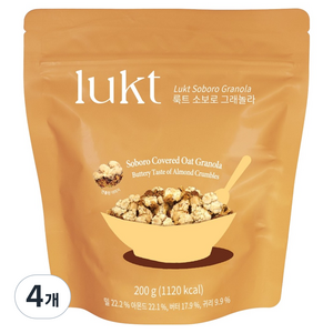 룩트 소보로 그래놀라 대용량, 200g, 4개