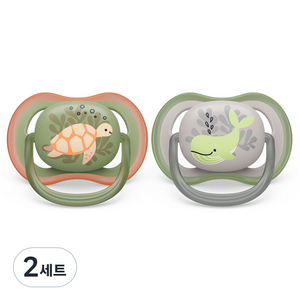 필립스아벤트 울트라 에어 노리개 젖꼭지 2종 세트 SCF085, 6~18개월, 거북이 + 고래, 2세트