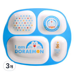 아이조움 도라에몽 멜라민 4구 간식 트레이 식판, 혼합색상, 3개, 단품
