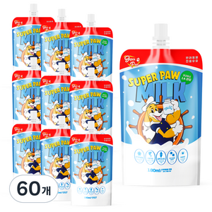슈퍼포우 강아지 고양이 우유 펫밀크, 우유맛, 180ml, 60개