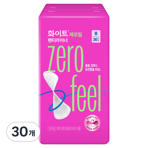 화이트 제로필 팬티라이너, 30개, 36개입, 롱