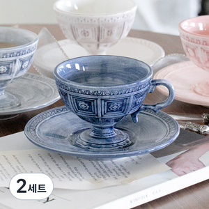 TIERRA 어거스타 티컵앤소서 F5880, 오션블루, 2세트