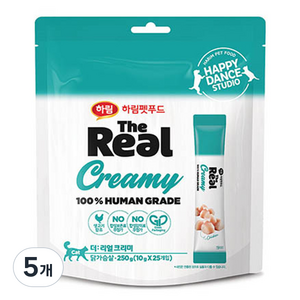하림펫푸드 더리얼 크리미 고양이 짜먹는 간식, 닭고기, 250g, 5개