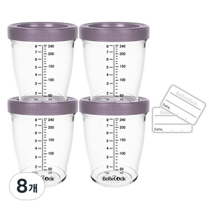 베베락 국내 제조 포네르 국산 트라이탄 이유식 용기, 240ml, 레드빈, 8개
