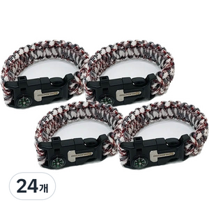 벅703 캠핑 등산 비상용 파라코드 생존팔찌 26cm, 화이트믹스, 24개