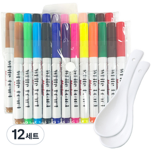 동아피엠에스 워터 플로팅펜 보드마카 12색 + 도구, 혼합색상, 12세트