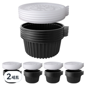 블룸엣홈 감자탕 마라탕 용기 225파이 블랙 중 25p + 뚜껑 25p 세트, 2세트
