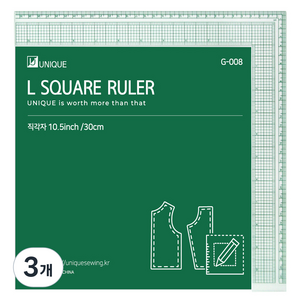 유니크 그레이딩 직각자 30cm G-008, 그린, 3개