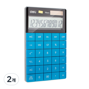 델리 컬러 계산기 166 x 104 x 15 mm E1589, 블루, 2개