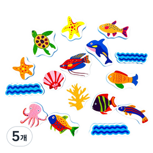 투칸 목욕놀이 스티커 해양생물 바다물고기 Sea Fish, 혼합색상, 5개
