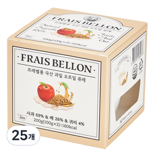 프레벨롱 국산 과일오트밀 퓨레, 혼합맛(사과/배/귀리), 200g, 25개