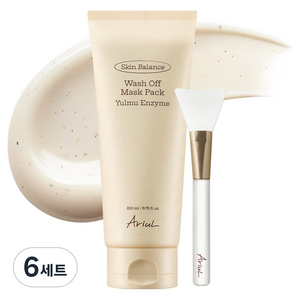 아리얼 스킨 밸런스 율무 효소 워시오프 마스크팩 200ml + 스패출러 세트, 6세트
