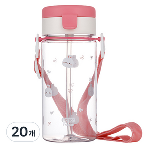 에디슨 유아용 프렌즈 흘림방지 에코젠 빨대컵, 350ml, 20개, 흰토끼래니