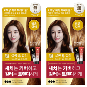 엘라스틴 살롱 드 컬러 앤 새치 염색제, 밝은갈색, 2개