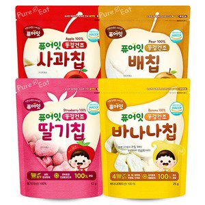 퓨어잇 내이브로 동결건조 과일칩 4종 세트, 1세트, 사과맛, 배맛, 딸기맛, 바나나맛