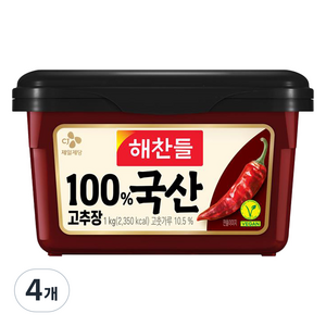 해찬들 100% 국산 고추장, 1kg, 4개