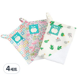 코니아일랜드 어린이집 고리수건 고깔형 10r 여아세트, 비비드스퀘어, 쁘띠플라워, 선인장 (그린), 4세트