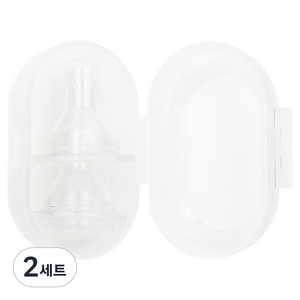 그린맘 유아용 아이쏙 젖꼭지 슬림형 2p hole type + 휴대용 케이스 세트, M(4개월~), 2세트
