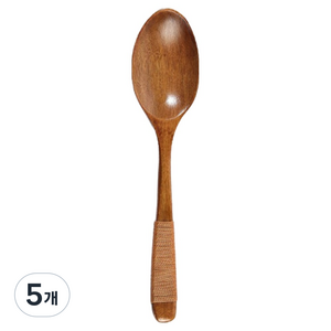코지테이블 내추럴 다크우드 디저트 요거트 미니 스푼 18.5cm, 달걀형, 5개