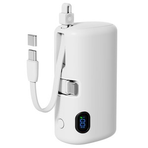 누아트 22.5W PD 고속충전 동시충전 빌트인 케이블 대용량 도킹형 미니 보조배터리 10000mAh C타입, 화이트