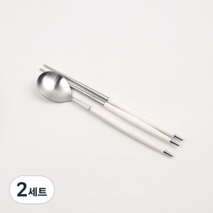 보겐 몽블랑 큐티 커트러리 한식 수저 세트, 화이트, 2세트, 숟가락 + 젓가락