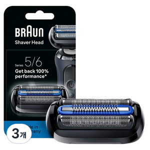 BRAUN 시리즈 5/6 면도기 교체용 날망, 혼합 색상, 3개, 65B