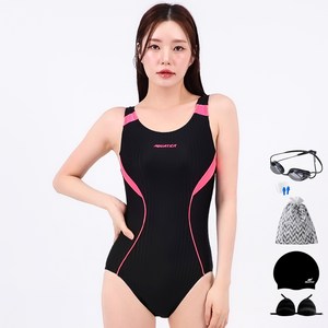 아쿠아티카 여성용 원피스 수영복 + 선수용수경 6종세트