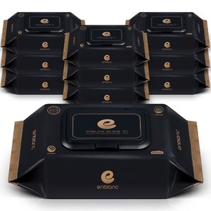 앙블랑 블랙 아기물티슈 캡형, 78g, 70매, 10개