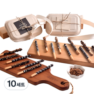디유 상상앤드 DIYOU 막대과자 초콜릿 만들기 DIY 스퀘어 투 페이퍼 A075 선물 세트, 10세트, 화이트초코펜 20g + 디유다크초콜릿 90g + 소스틱과자 20p + 크런키쿠키 20g + 무지접착비닐 10p +펄프 도시락 케이스 2p + 엽서 2p + 종이끈