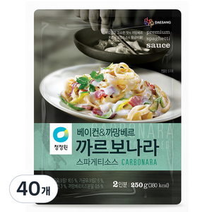 청정원 베이컨 앤 까망베르 까르보나라 스파게티소스, 250g, 40개