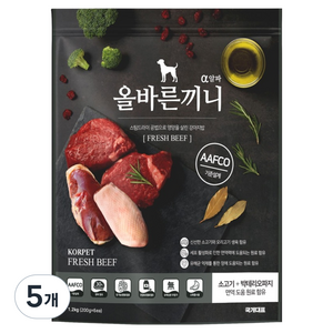 국개대표 강아지 올바른끼니 알파 소고기 기능성 사료, 면역/항산화, 1.2kg, 5개