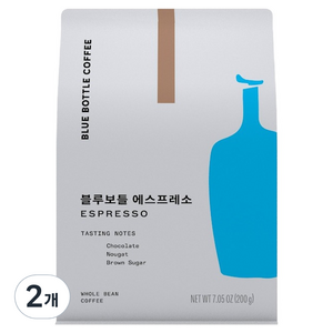 블루보틀커피 에스프레소 원두, 홀빈(분쇄안함), 200g, 2개