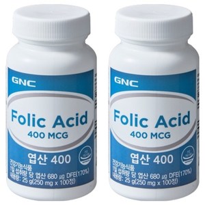 GNC 엽산 400, 2개, 100정