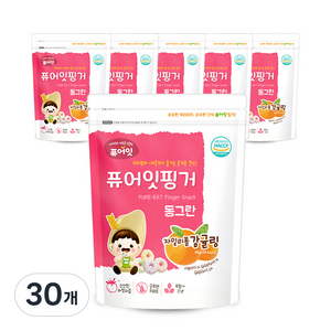 퓨어잇 핑거 동그란 자일리톨 감귤링, 감귤, 40g, 30개