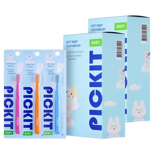 픽킷 저자극 영유아칫솔, 오렌지 + 핑크 + 라이트블루, 9개입, 2세트