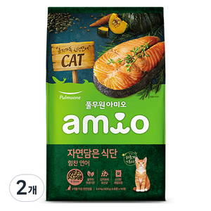 풀무원아미오 2개월 이상 전연령 자연담은 식단 캣 건식사료, 연어, 6.4kg, 2개