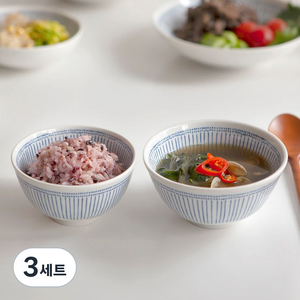 니코트 아오이 밥공기+국그릇 1인세트, 혼합색상, 밥공기 + 국그릇, 3세트