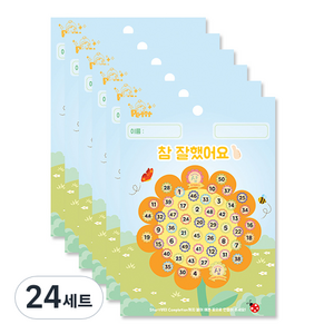 쁘띠팬시 상 한글상장 칭찬판 2p + 칭찬스티커 2p 2DA5296, 혼합 색상, 24세트