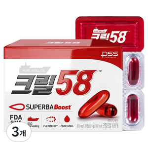 펄세스 크릴58 크릴오일 24g, 3개, 30정