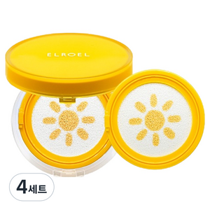 엘로엘 팡팡 톤업 선쿠션 플러스 옐로우 SPF50+ PA++++ + 리필 세트, 15g, 4세트