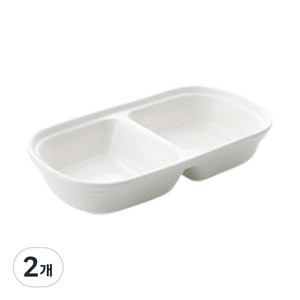 젊은이마켓 도자기 2절 종지 나눔접시, 화이트, 2개