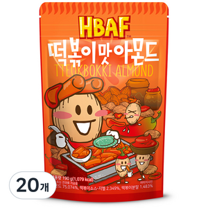 바프 떡볶이맛 아몬드, 190g, 20개