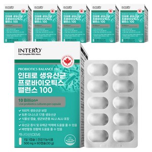 인테로 생유산균 프로바이오틱스 밸런스 100, 60정, 6개