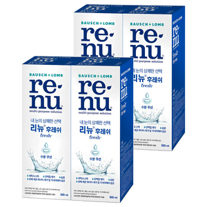 리뉴 후레쉬 렌즈 세정액, 500ml, 4개